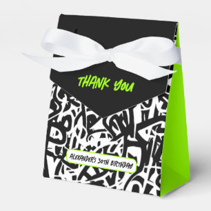 Graffiti Black Green Thank You Birthday Favour Box