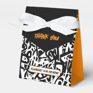 Graffiti Black Orange Thank You Birthday Favour Box