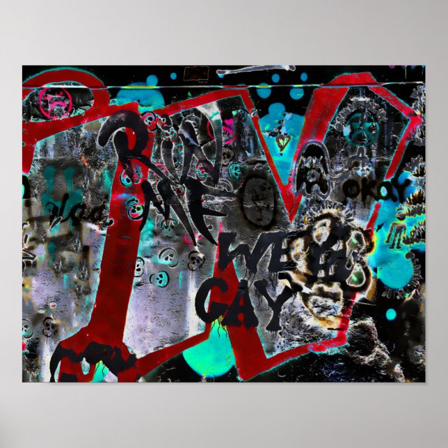 Graffiti Black Red Urban Street Wall Art (Front)