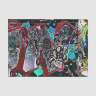 Graffiti Black Red Urban Street Wall Art Tissue Paper