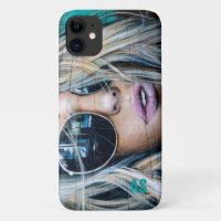 Graffiti Blonde Girl with Round Sunglasses Monogra