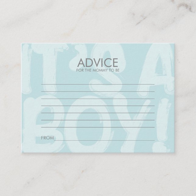 Graffiti Blue Baby Shower Advice Card For Mum (Front)