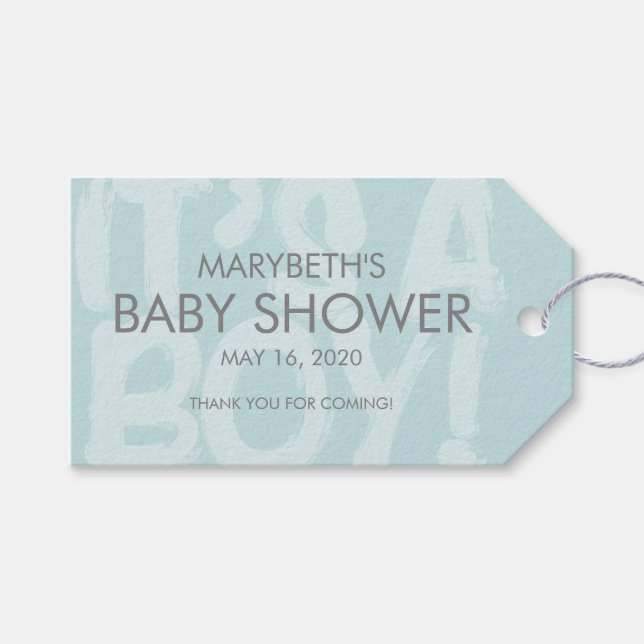 Graffiti Blue Baby Shower Favour Gift Tag (Front (Horizontal))
