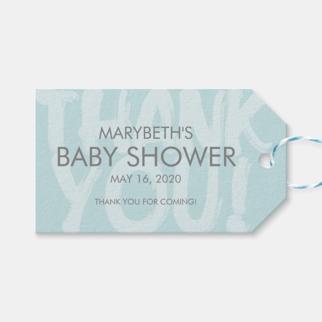 Graffiti Blue Baby Shower Favour Gift Tag (Front (Horizontal))