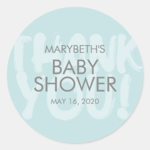 Graffiti Blue Baby Shower Favour Sticker
