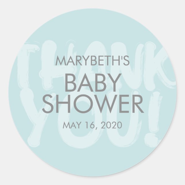 Graffiti Blue Baby Shower Favour Sticker (Front)