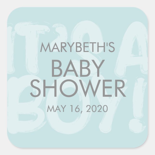 Graffiti Blue Baby Shower Favour Sticker (Front)