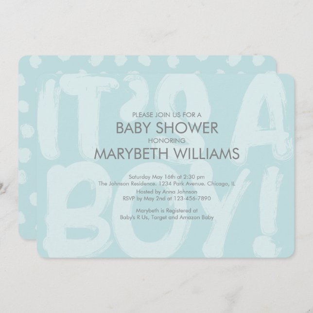 Graffiti Blue Baby Shower Invitation (Front/Back)