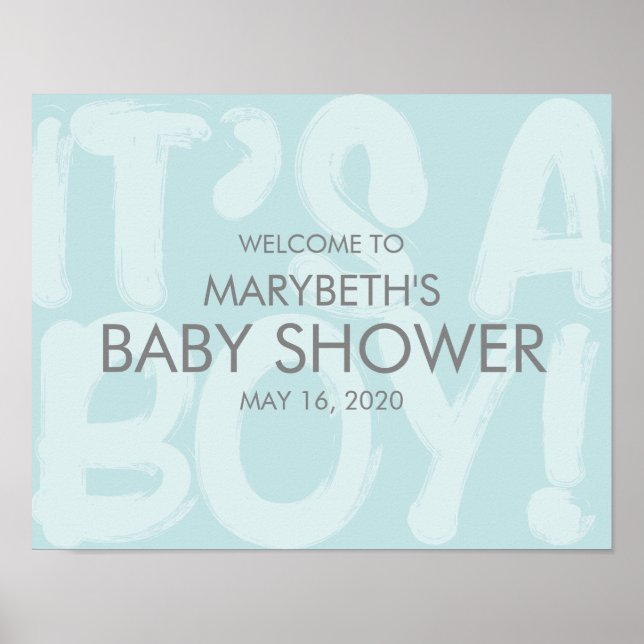 Graffiti Blue Baby Shower Welcome Sign (Front)