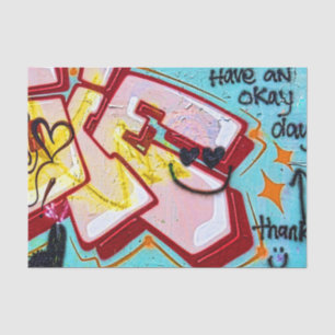 Graffiti Blue Pink Urban Street Wall Art Tissue Paper