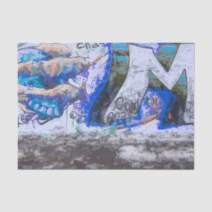 Graffiti Blue Urban Grunge Street Wall Painting Tissue Paper