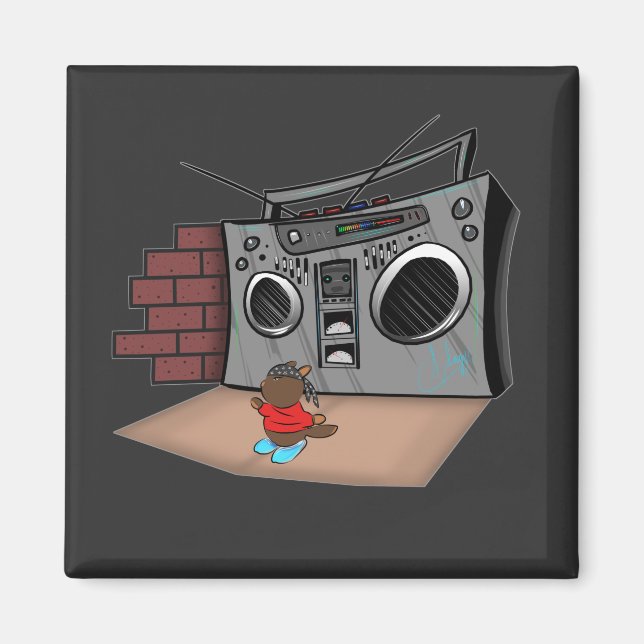 Graffiti Boom Box Break Dance Cartoon  Magnet (Front)