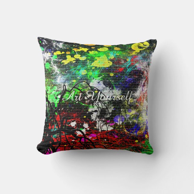 Graffiti Brick Wall Cushion (Front)