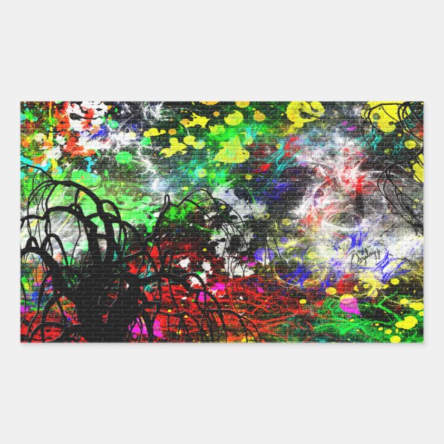 Graffiti Brick Wall Rectangular Sticker (Front)