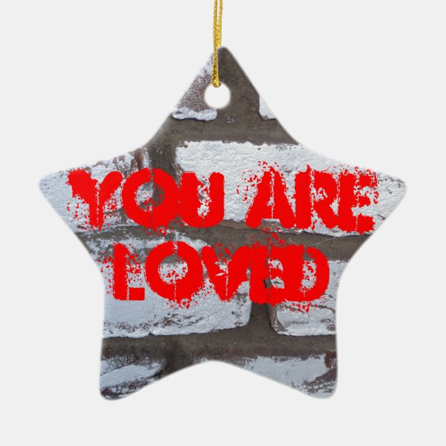 Graffiti Bricks Ceramic Tree Decoration (Front)