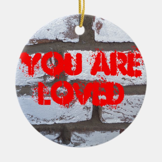 Graffiti Bricks Ceramic Tree Decoration (Front)