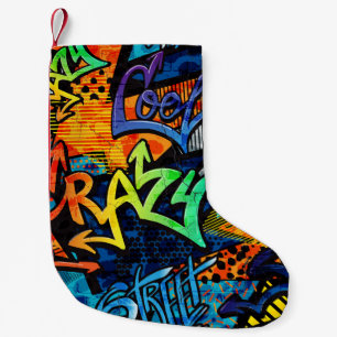 Graffiti Bricks: Urban Abstract Small Christmas Stocking