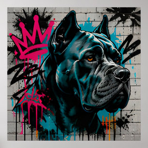 Graffiti Cane Corso Urban Street Dog Poster