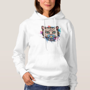 Graffiti Cat Face Hoodie