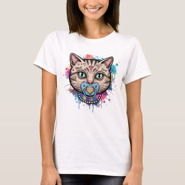 Graffiti Cat Face T-Shirt (Front)