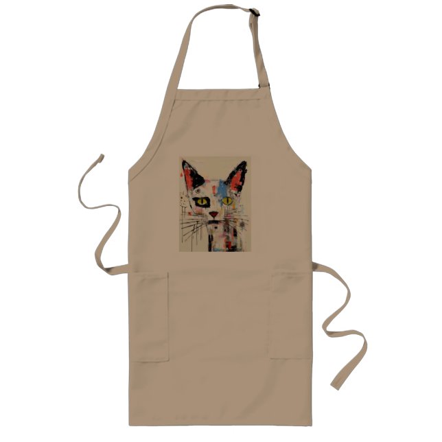 Graffiti Cat Urban Cool Feline Long Apron (Front)