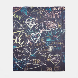 Graffiti chalkboard blackboard love fleece blanket