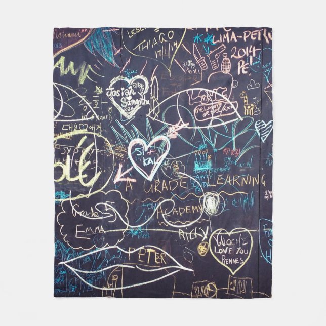 Graffiti chalkboard blackboard love fleece blanket (Front)