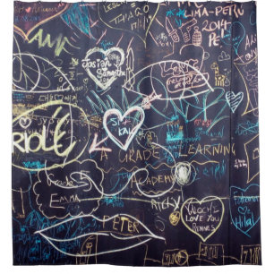 Graffiti chalkboard blackboard love shower curtain