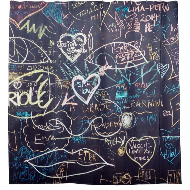 Graffiti chalkboard blackboard love shower curtain (Front)
