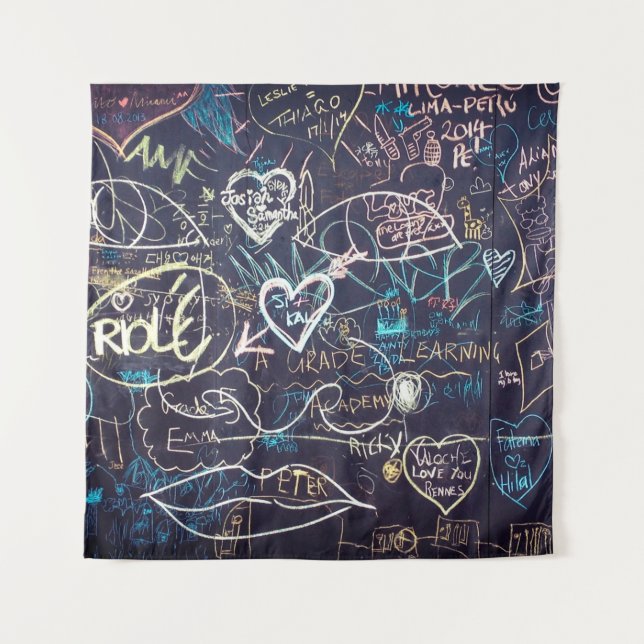 Graffiti chalkboard blackboard love tapestry (Front)