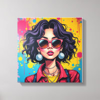Graffiti Chic Girl Canvas Wall Art for Dorm Room