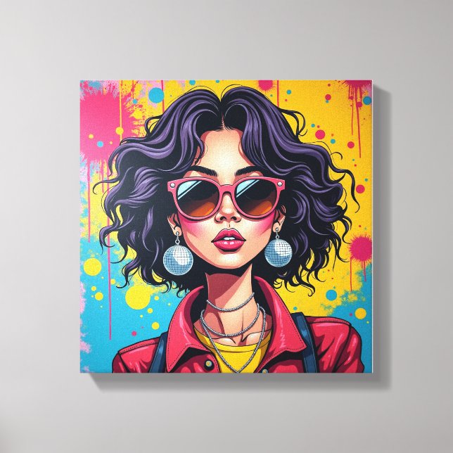 Graffiti Chic Girl Canvas Wall Art for Dorm Room (Front)