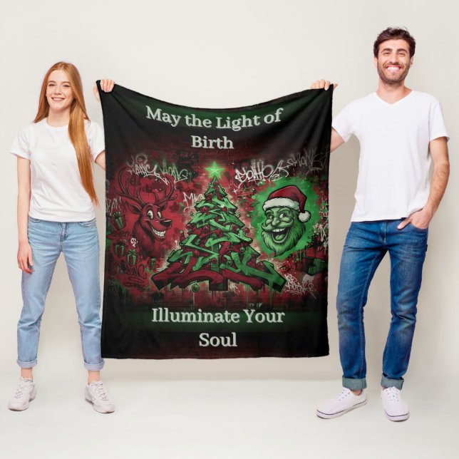 Graffiti Christmas Fleece Blanket 50 x 60 (In Situ)