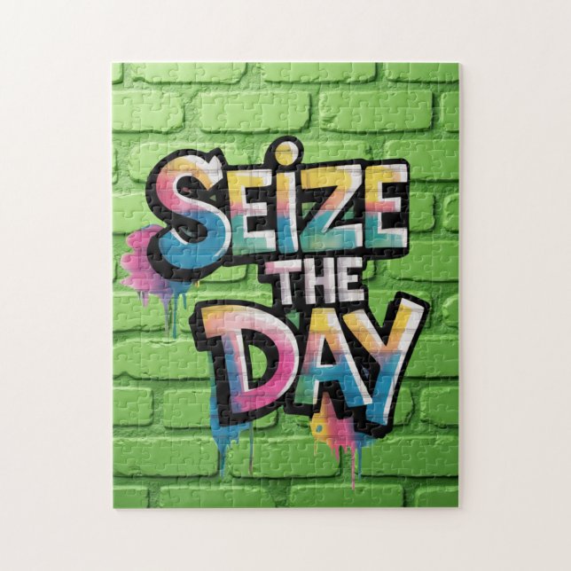 Graffiti Colorful Text Saying Seize The Day Jigsaw Puzzle (Vertical)