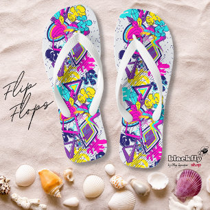 Graffiti colourful pattern   active sport beach jandals