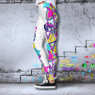 Graffiti colourful pattern   active sport yoga leggings