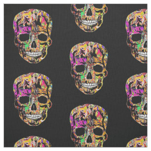 Graffiti covered skull fabric