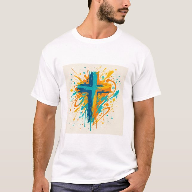 Graffiti Cross Bold Christian T-Shirt (Front)