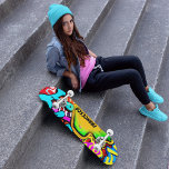 Graffiti Customisable Skateboard Bright Colours<br><div class="desc">A great graffiti design with spray paint beneath the customisable name.</div>