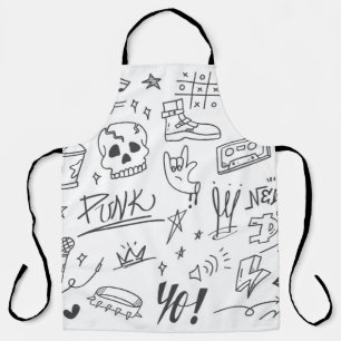 Graffiti Doodles: Punk Music Scribble Apron