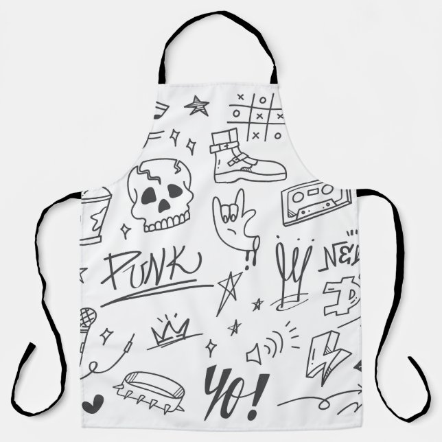 Graffiti Doodles: Punk Music Scribble Apron (Front)