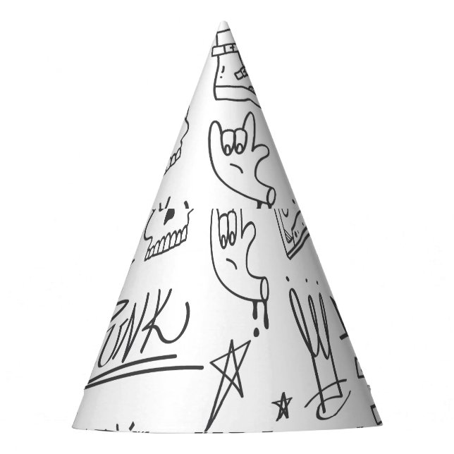 Graffiti Doodles: Punk Music Scribble Party Hat (Front)