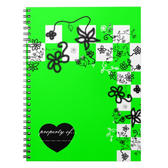 Graffiti Flowers and Checks Notebook (Front)