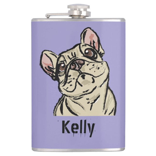 Graffiti French bulldog Hip Flask (Front)