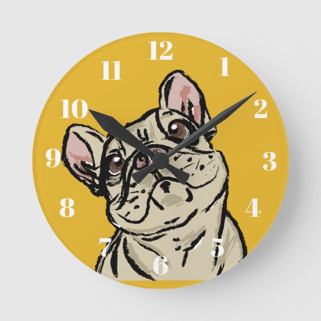 Graffiti French bulldog Round Clock (Front)
