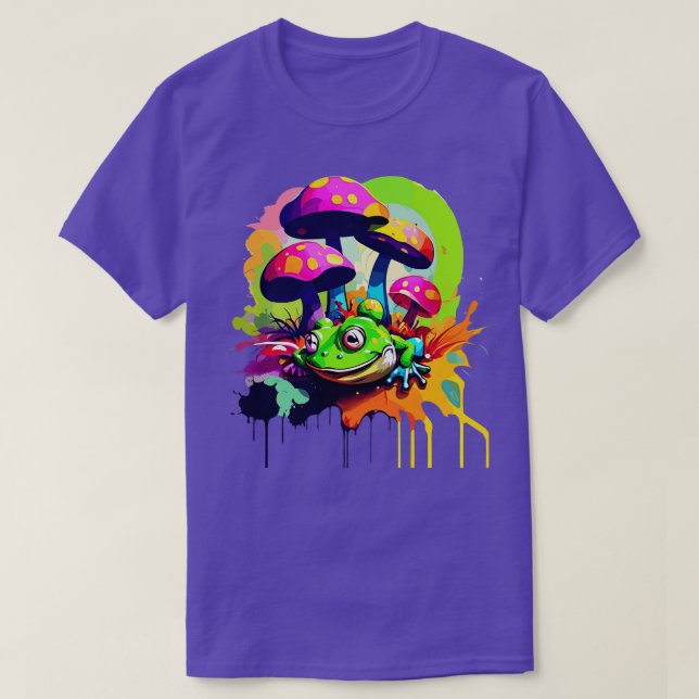 Graffiti Frog And Mushrooms 2 T-Shirt (Design Front)