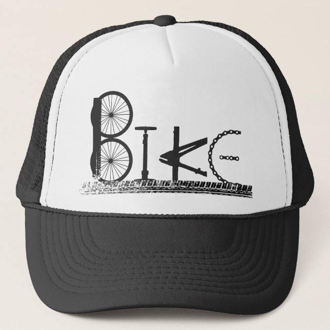 Graffiti from Bike Parts with Tire Tracks Trucker Hat (Front)