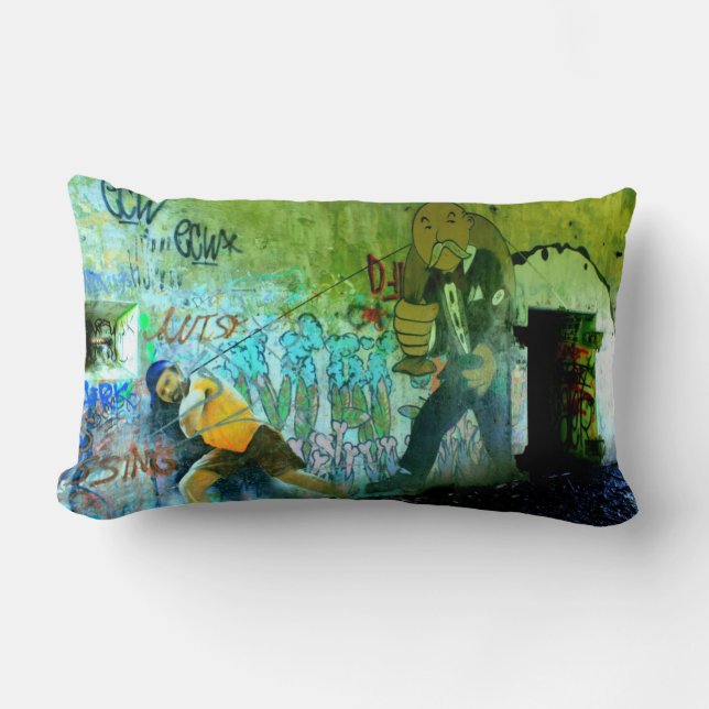 Graffiti from Peaks Island Maine Lumbar Cushion (Front)