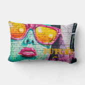 Graffiti Future Is Bright Girl & Sunglasses Lumbar Cushion (Back)