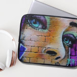 Graffiti Girl Monogram Laptop Sleeve<br><div class="desc">A colourful graffiti on a brick wall depicts the face of a pretty girl with blue eyes. Add your initials to it to make it look like it's your own creation - which it is,  in a way.</div>